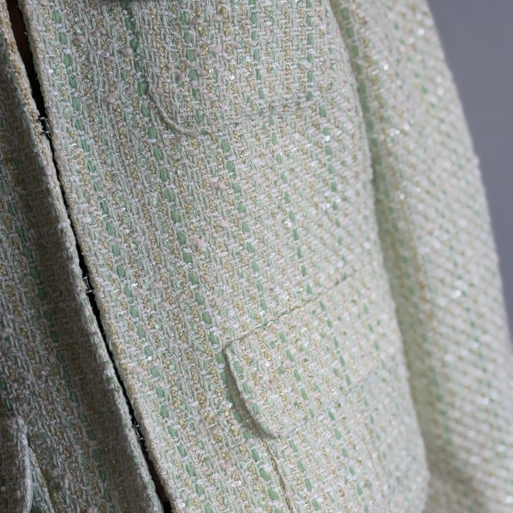 Talbots Tulip Patch Light Green Tweed Blazer Size… - image 2